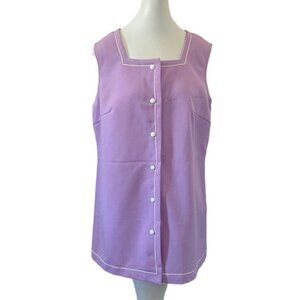 Vintage Carole Joanne Fashion Tunic Top Size 18.5 Purple Sleeveless Blouse 60's